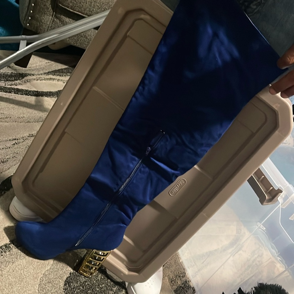 Brand new royal blue thigh, high boots